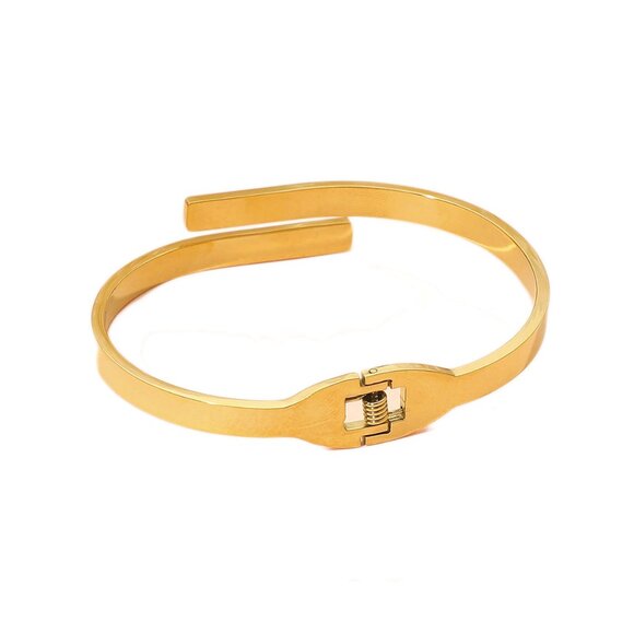 Tigerstars Stylish Fuchsia Overlap Hinged Bangle Bracelet - Picture 2 of 2